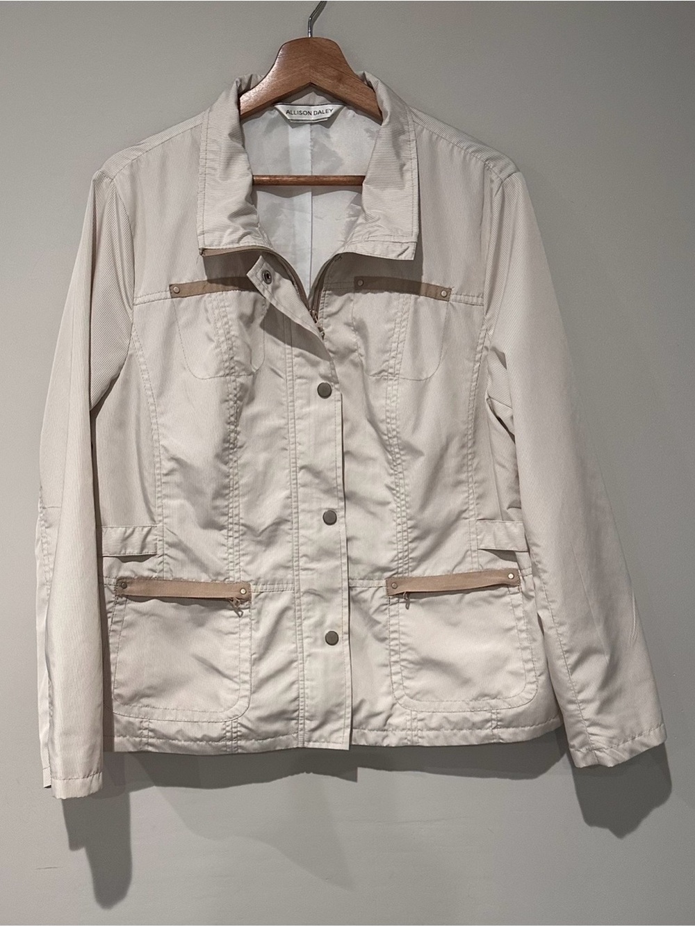 Allison Daley Cream Utility Jacket with Tan Accents